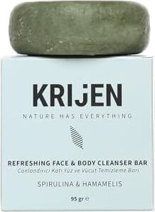 Krijen Canlandırıcı Etkili Spirulina & Hamamelis Yüz ve Vücut Temizleme Barı 95 gr