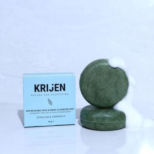 Krijen Canlandırıcı Etkili Spirulina & Hamamelis Yüz ve Vücut Temizleme Barı 95 gr