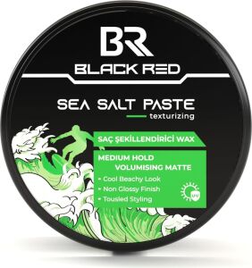 Black & Red Wax Saç Şekillendirici Wax Sea Salt Paste Deniz Tuzlu Mat Doğal Görünüm Orta Sertlik - 120 ml