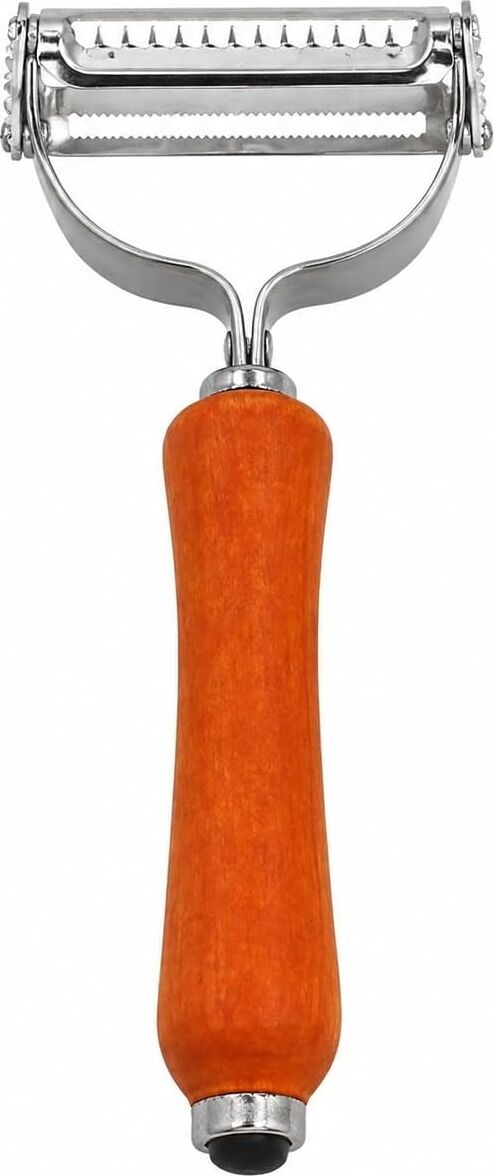 Çift Bıçaklı Ahşap Saplı Soyacak - Çift Bıçaklı Ahşap Saplı Sebze ve Meyve Soyacak – Paslanmaz Çelik Ultra Keskin Tırtıklı & Düz Bıçaklı, Ergonomik Kaymaz Sap, Patates Havuç Kabak Elma
