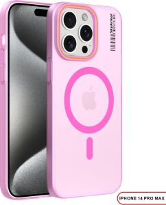 Magsafe Mat Sert Klein Kılıf Pembe iPhone 14 Pro Max ile Uyumlu