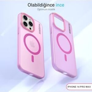 Magsafe Mat Sert Klein Kılıf Pembe iPhone 14 Pro Max ile Uyumlu
