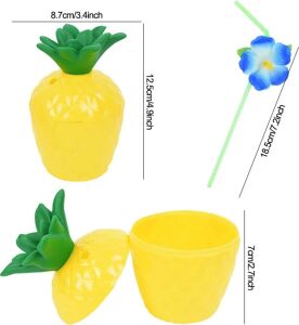 Ananas Hawaii Luau Aloha Pipetli Içecek Kabı Bardak 10X13 cm 1 Adet