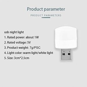 Linwnil Gece USB Işıkları, Mini LED Ampul, Takılabilir, Sıcak Beyaz, Kompakt, Yatak Odası, Banyo, Çocuk Odası, Koridor, Mutfak Araba Için USB Atmosfer Işığı (4 Beyaz Işık)