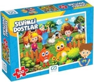 Sevimli Dostlar  100 Parça 34X24CM Çocuk Puzzle Yapboz Serisi
