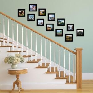 4x4 Picture Frame With Polished Plexiglass - Set Of 12 - Signature Collection - Picture  With Engineered Wood - Square Frame For Tabletop And Wall Display - Black