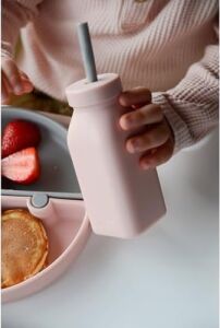 Oioi Hüp + Up -Şişe + Pipet - Pinky Pink/powder Grey