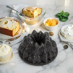 Döküm Gövdeli Everest Kek Kalıbı 24CM, Dilimli ve Döküm, Siyah Granit Benekli Pişirme Kabı, Kolay Çıkarma, Dayanıklı Alüminyum Alaşım