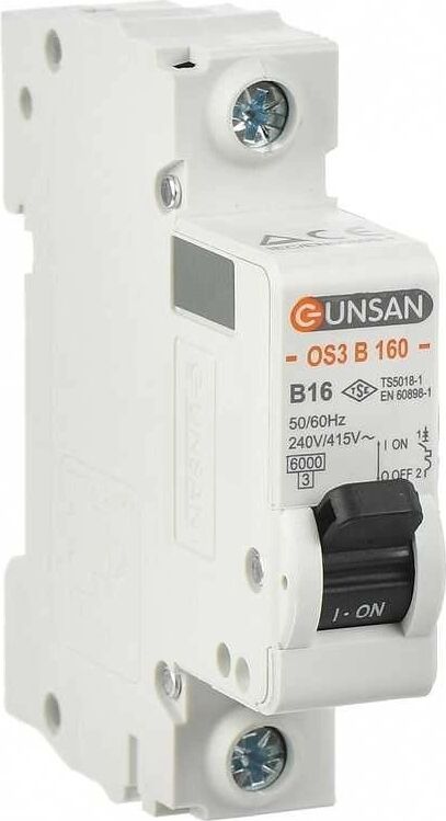 1 Adet Günsan 1X16A B Tipi 6ka Otomatik Sigorta OS3B160-16