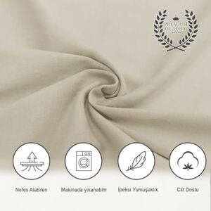 %100 Pamuk Penye, Lastikli Full Kenar Bebek Çarşafı – Oeko-Tex Sertifikalı, Yumuşak ve Nefes Alabilir, Organik Pamuk, Anne Yanı, Çocuk Beşik Çarşafı (Bej)