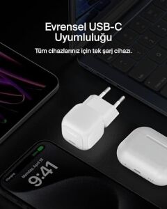 Küp USB C Duvar Şarj Cihazı, 20 W Usb-C Şarj Cihazı, 16, 16 Plus, 16 Plus, 16 Pro, 16 Pro Max, Galaxy S24, Ipad, Airpods ve Daha Fazlası Için