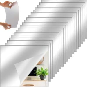 2 Adet Kendinden Yapışkanlı Akrilik Pleksi Ayna, Esnek Dekoratif Sticker Duvar Aynası, Kırılmaz, Hafif, Kolay Montajlı Modern Süsleme, Ev, Ofis, Banyo ve Çocuk Odası Için Gümüş, 30X30 cm
