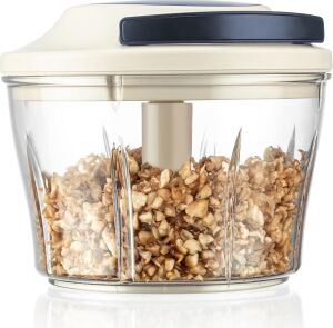 Ipli El Rondosu, Manuel Doğrayıcı, Paslanmaz Çelik Üçlü Bıçak, 700 ml Şeffaf Kase, Ergonomik Tasarım, 13,2 x 13,2 x 11,3 cm (Siyah)