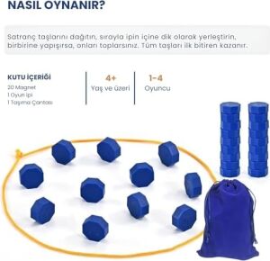Manyetik Satranç Seti Eğlenceli Mıknatıslı Masa Oyunu (20 Parça Manyetik Taş) Manyetik Bloklar, Strateji Odaklı Kutu Oyunları - Aile Oyunu - Eğitici Mıknatıslı Oyuncak
