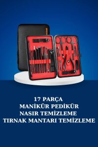 17 Parça Manikür Seti Taşınabilir Özel Çantalı El ve Ayak Bakımı Tırnak Batığı Temizleme