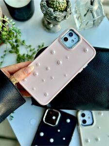 Iphone 11 Uyumlu 3D Oyuncaklı Pearl Tasarımlı Yumuşak Silikon Kılıf - Pembepearl