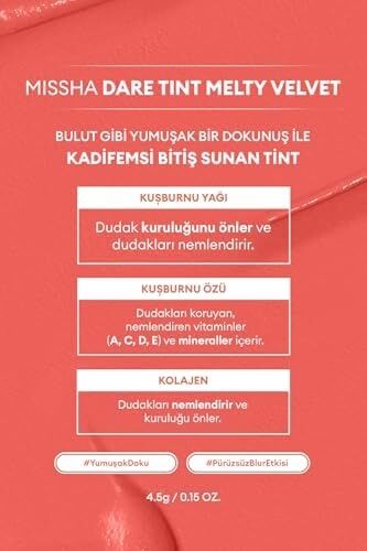 Uzun Süre Kalıcı, Bulaşma Yapmayan, Kadifemsi Bitiş Sunan Tint Dare Tint Melty Velvet (Rosyful Day)