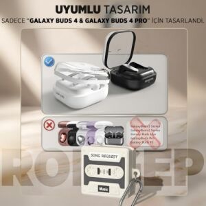 Galaxy Buds 4 Pro/buds 4 Için Kılıf 80'ler/90'lar Temalı Galaxy Buds4 Kulaklık Kılıfı Tam Koruma Sağlayan Retro Kaset Desenli  Buds 4 Pro Kılıf (Akustik)