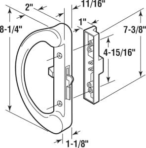 Prime-Line C 1252 Sliding Door Handle, Hook Latch, Black