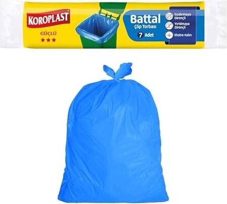 Güçlü Battal Boy Çöp Poşeti 7'li 72X95CM Sızdırmaz Yırtılmaz Battal Boy Çöp Torbası, Geri Dönüştürülebilir Atık Torbası, Restoran, Kafe, Ofis-Işyeri, Ev-Mutfak Için Güçlü Çöp Poşeti
