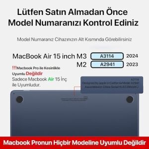 MacBook Air 15,3 ile Uyumlu M5 (A3448) M4 (A3241) M3 (A3114) M2 (A2941) Polikarbonat Sert Koruyucu Çizilme ve Darbe Önleyici Kılıf (Super Şeffaf, 15 Inç 2023-2026)