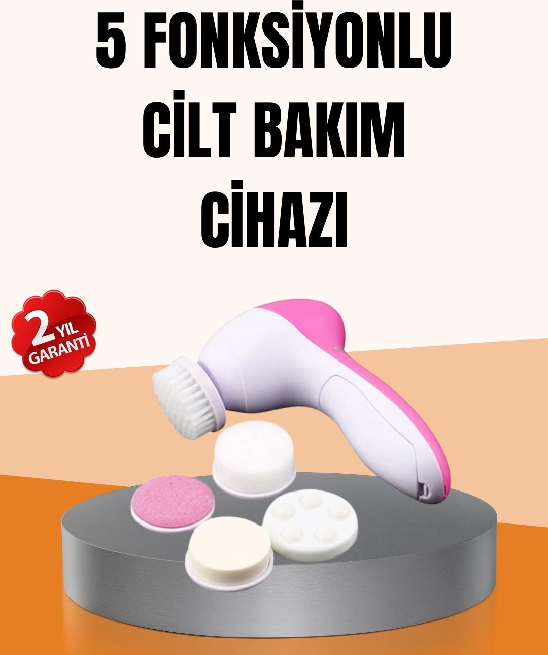 Derin Temizleme ve Masaj Için 5 Başlıklı Yüz Cilt Bakım Aleti