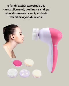 Derin Temizleme ve Masaj Için 5 Başlıklı Yüz Cilt Bakım Aleti