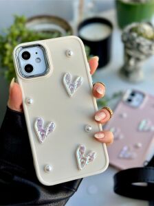 Iphone 11 Uyumlu 3D Oyuncaklı Taş Kalp Tasarımlı Yumuşak Silikon Kılıf - Kremtaşkalp