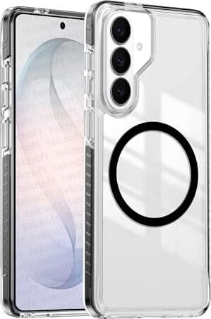 Galaxy S26 Plus Için Line Serisi Magsafe ile Uyumlu Yükseltilmiş Lens Çerçeveli ve Renkli Şerit Kenarlı Ultra Güçlü Darbeye Dayanıklı Yumuşak Silikon Kılıf (Siyah, Galaxy S26 Plus)