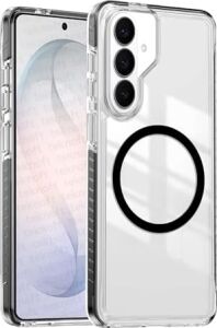 Galaxy S26 Plus Için Line Serisi Magsafe ile Uyumlu Yükseltilmiş Lens Çerçeveli ve Renkli Şerit Kenarlı Ultra Güçlü Darbeye Dayanıklı Yumuşak Silikon Kılıf (Siyah, Galaxy S26 Plus)