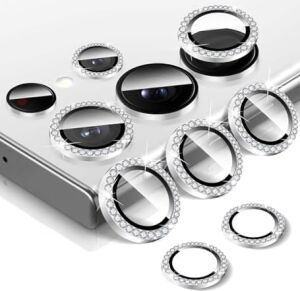 Galaxy Uyumlu Ipg Prolens Elmas Taş Çerçeveli Kamera Lens Koruyucu – Hd Netlik, Çizilmez Alumina Silikat Temperli Cam, Bireysel Kamera Lens Kapağı (Gümüş, Galaxy S25 Ultra)