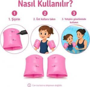 Çocuk Şişme Yüzme Kolluğu, 1-6 Yaş Için Şişirilebilir Deniz ve Havuz Kolluğu, Çift Hava Valfli, Hafif ve Taşınabilir Yüzme Yardımcı Kolluk
