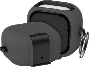 Galaxy Buds 4 Pro ve Buds 4 ile Uyumlu Mandallı Kapak Kilit Sistemli Kumlanmış Mat Dokulu Darbelere Dayanıklı Hibrit Kılıf (Gri, Galaxy Buds 4 Pro/4)