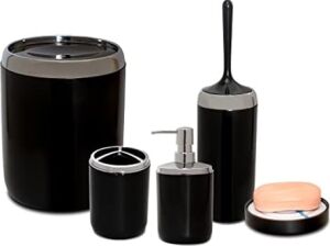Lima Xl Krom Dekorlu Banyo Seti/siyah