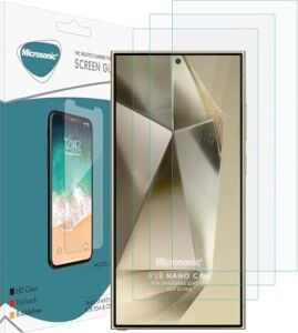 Galaxy S24 Ultra Screen Protector Nano Glass Cam Ekran Koruyucu (3`lü Paket) [galaxy S24 Ultra ile Uyumlu Ekran Koruyucu - Şeffaf]