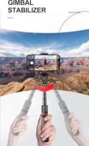 Gimbal Stabilizer Selfie Stick Tripod – 2’si 1 Arada Kablosuz Bluetooth Uzaktan Kumandalı, 700MM Ayarlanabilir Yükseklik, Ios & Android Uyumlu, Titreşim Önleyici Telefon Tripodu | L19