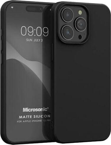 Kılıf Matte Silicone Apple iPhone 15 Pro Için Siyah [iphone 15 Pro ile Uyumlu Kılıf - Siyah]