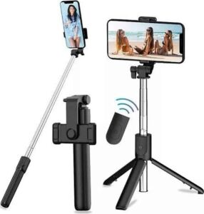 Tripod Selfie Çubuğu Bluetooth Kumandalı Kablosuz LED Işıklı
