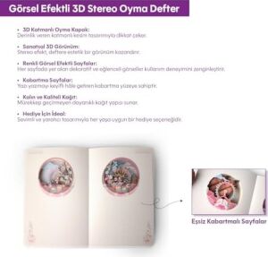 Dönme Dolap Temalı 3D Stereo Katmanlı Oyma Sayfalı Defter Ajanda Bloknot 20,8 x 14 cm 120 Yaprak