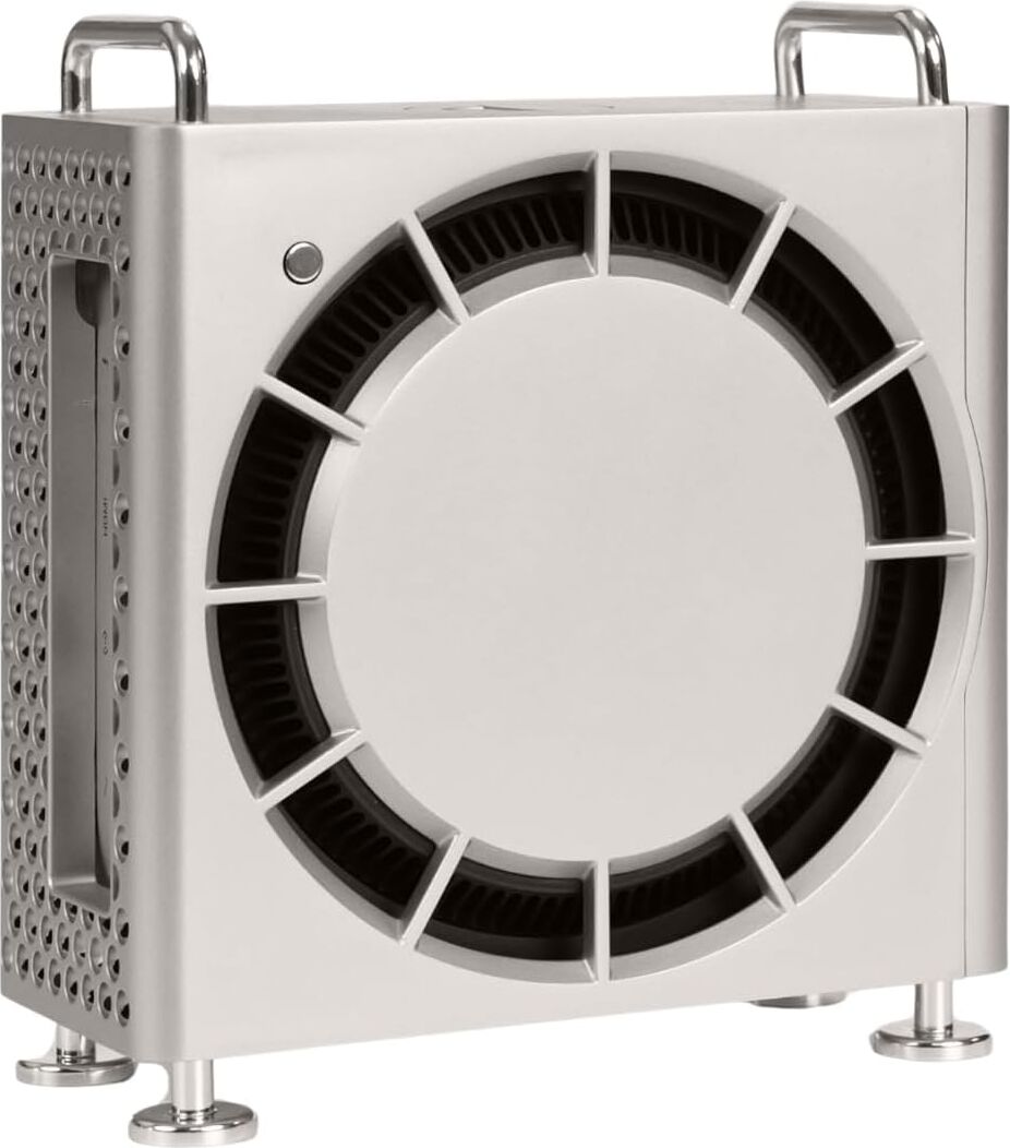 Mac Mini M4 / M4 Pro Uyumlu Dikey Stant Pvc Tpu Koruma Kılıfı | Hafif Plastik Gövde, Havalandırmalı Tasarım, Ayaklı Stand, Çizik & Darbe Koruma Gümüş
