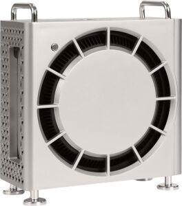 Mac Mini M4 / M4 Pro Uyumlu Dikey Stant Pvc Tpu Koruma Kılıfı | Hafif Plastik Gövde, Havalandırmalı Tasarım, Ayaklı Stand, Çizik & Darbe Koruma Gümüş