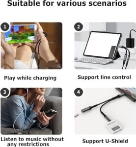 Awınlı USB C - 3,5 mm Kulaklık ve Şarj Aleti Adaptörü, 2'si 1 Arada Aux - USB C Ses Jakı ve Pd Hızlı Şarj Adaptörü, iPhone 16 15 Pro Max, Galaxy S24 S23 S22, Piksel, iPad Pro Için Uygundur
