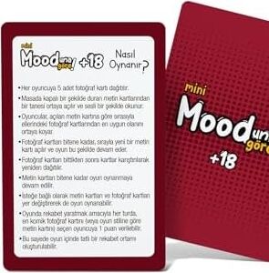 Mooduna Göre Mini +18 Kart Oyunu, 33 Fotoğraf Kartı ve 22 Durum Kartı, Çiftler Için