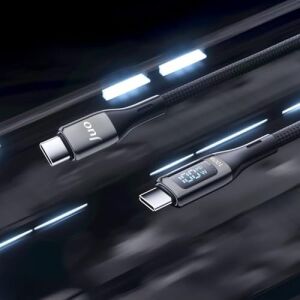 100W 5A Qc4.0 Dijital LED Ekranlı E-Mark Çipli USB Pd Type-C Hızlı Şarj ve Data Kablosu 1 Metre