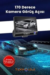Araç Içi Kamera 4'' LCD Ekran 3 Kameralı 170° Geniş Açı 1080P G-Sensör Gece Görüşlü Uyumlu Yol Kayıt
