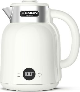 Xenon Smart Akıllı Kettle Paslanmaz Çelik Çift Katmanlı Wi-Fi Mobil Uygulama ile Uzaktan Kontrol Edilebilen Otomatik Kapanma Hızlı Kaynatma Kaçak Akım Korumalı Su Isıtıcı 1.5 Lt (Krem) X7101