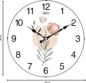 36 cm Gerçek Cam Sessiz Mekanizma Duvar Saati