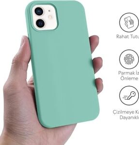 iPhone Kılıf Ince Sıvı Silikon 3 Katmanlı Tam Kaplamalı Yumuşak Jel Kauçuk Kılıf Kapak (Turkuaz, iPhone 11)