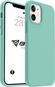 iPhone Kılıf Ince Sıvı Silikon 3 Katmanlı Tam Kaplamalı Yumuşak Jel Kauçuk Kılıf Kapak (Turkuaz, iPhone 11)