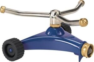Dramm 15055 Colorstorm Premium 3 Kollu Dönen Fıskiye, Ağır Hizmet Metal Tekerlekli Tabanlı, Mavi